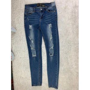 Urban Chic Size 9 Womens Jeans Mid Rise Stretch Skinny Distress Med Wash